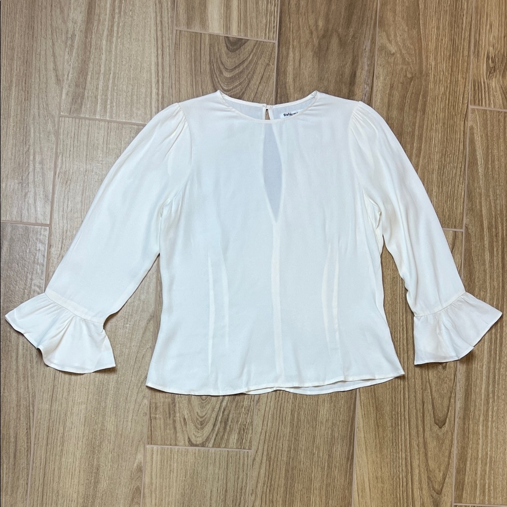 Reformation White‎ Bell Sleeve Blouse